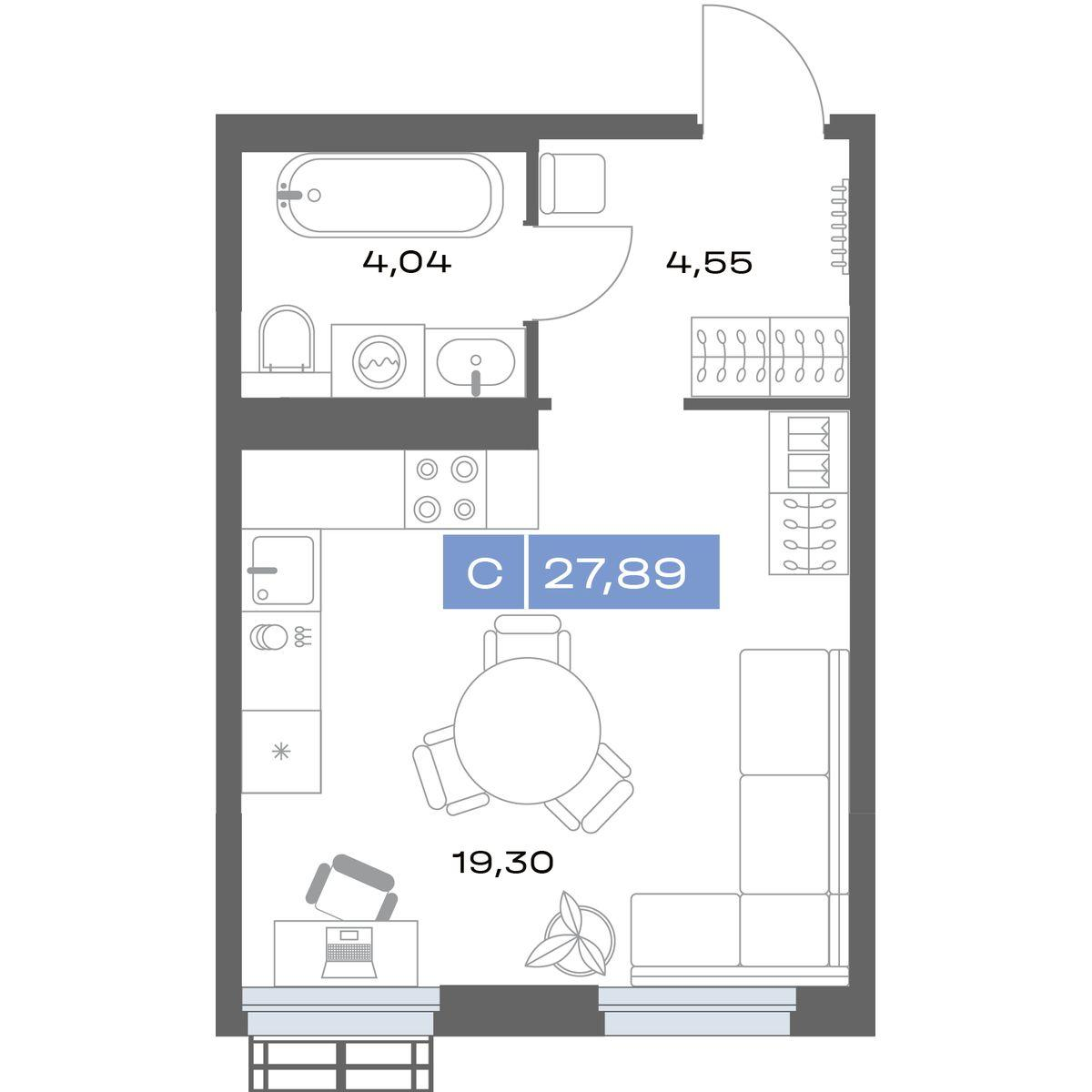 Студия 27 м2 в ЖК Толк Медный корпус null этаж 19