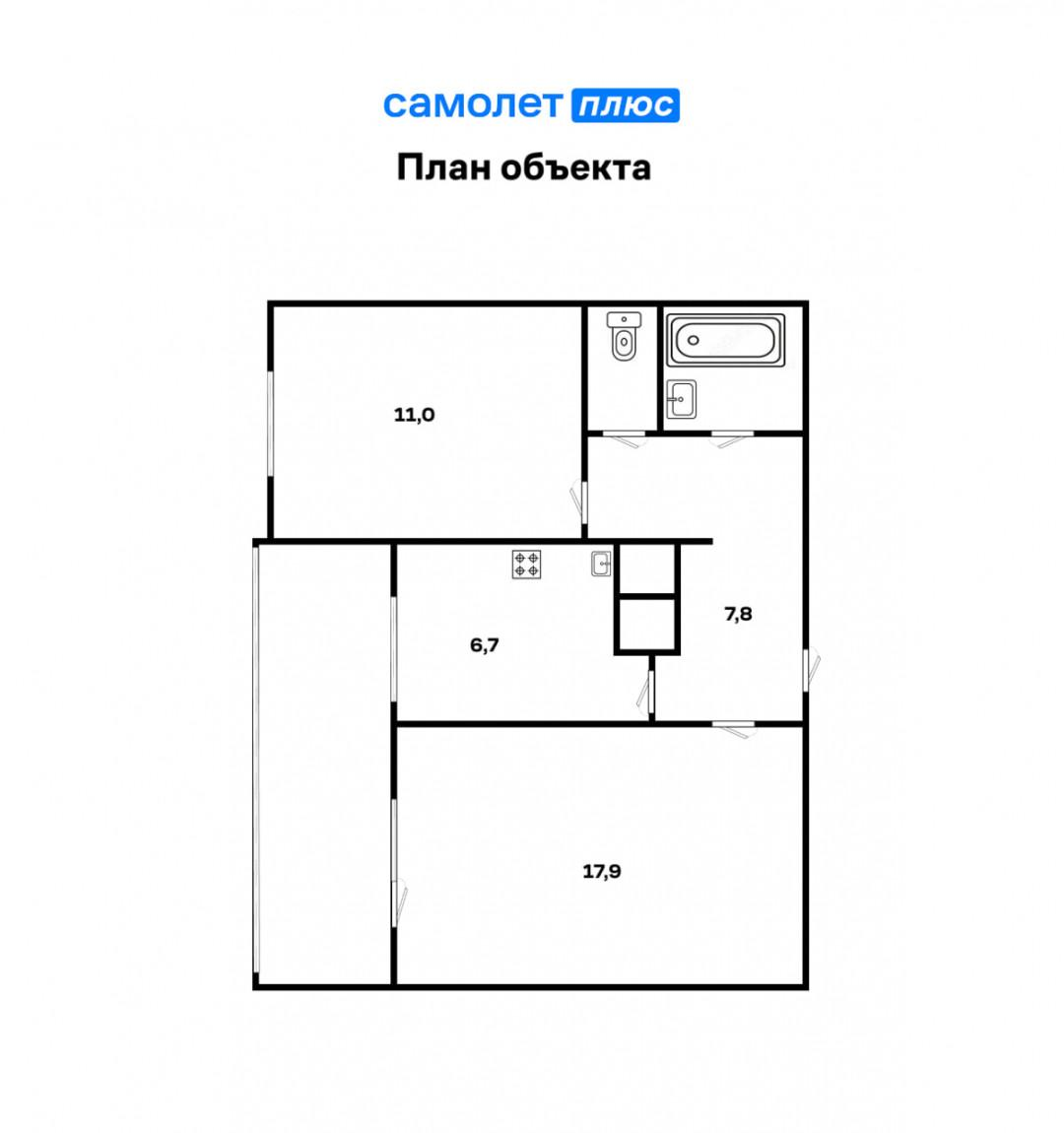 2-комнатная 47.8 м2 в ЖК undefined корпус null этаж 5