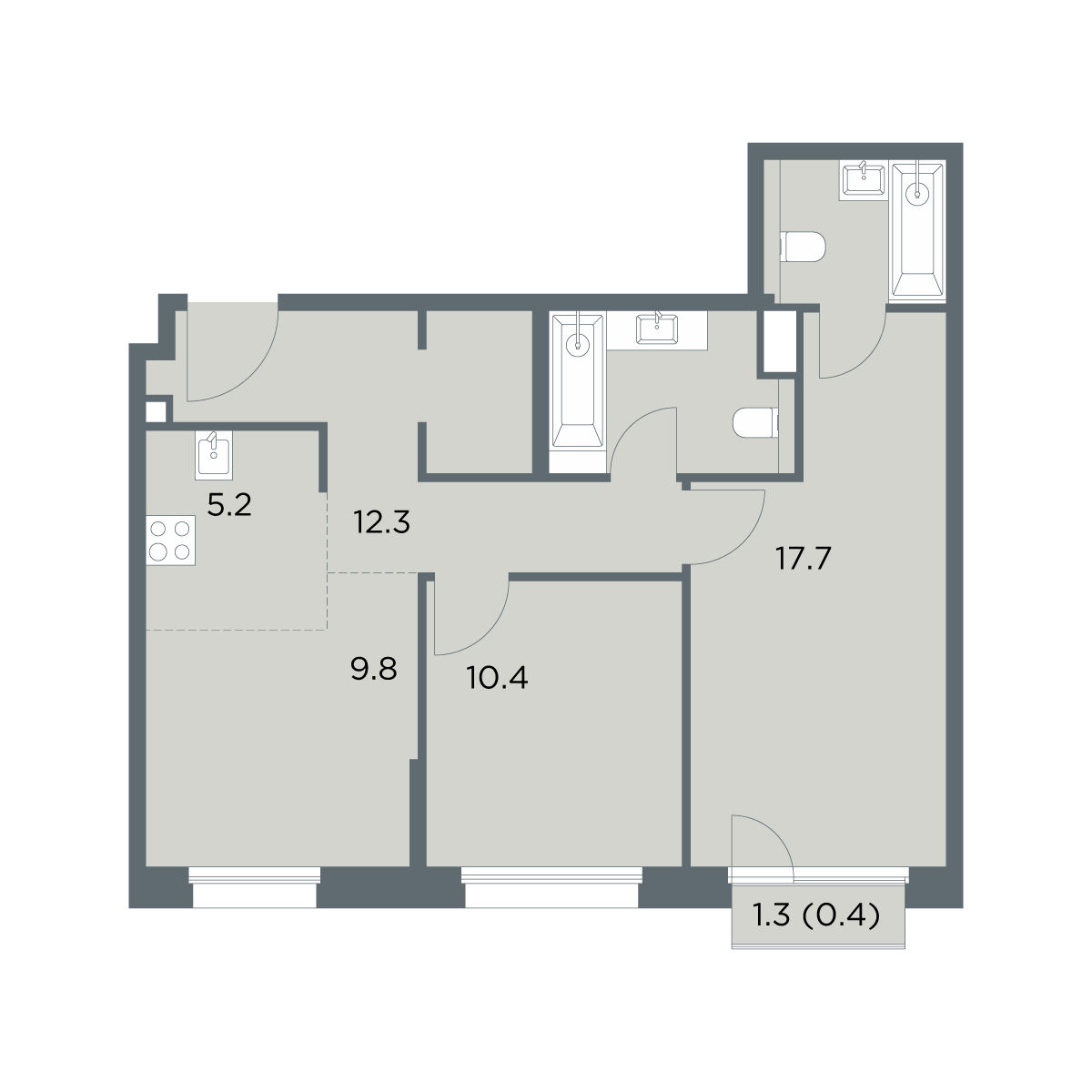 3-комнатная 65 м2 в ЖК Станиславский корпус null этаж 6