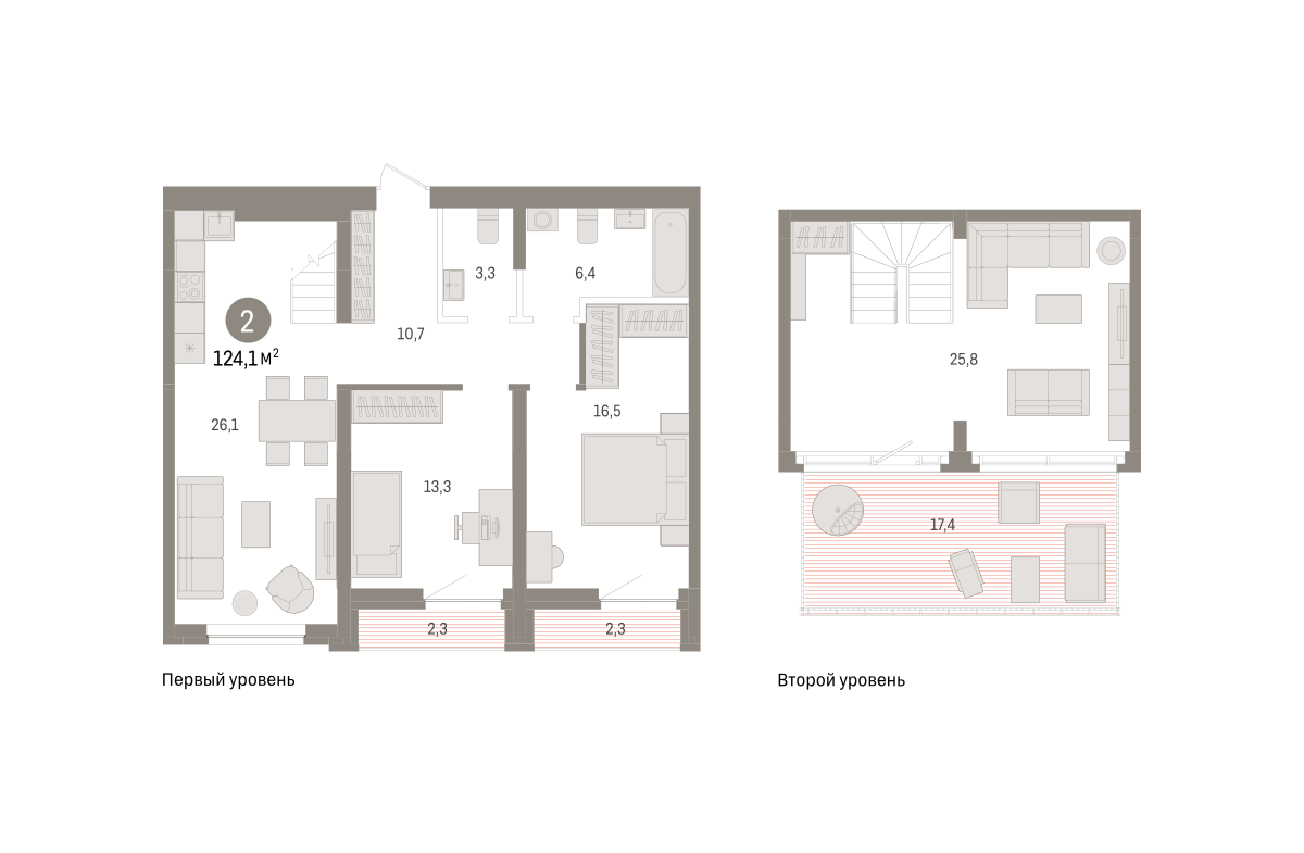 2-комнатная 124 м2 в ЖК Речной порт корпус null этаж 7