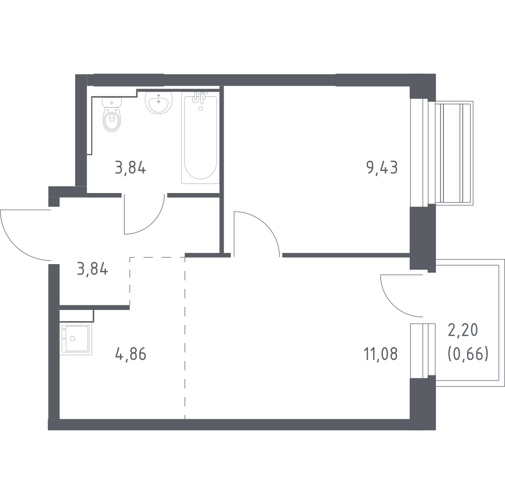 Студия 33 м2 в ЖК Рублёвский Квартал корпус null этаж 7