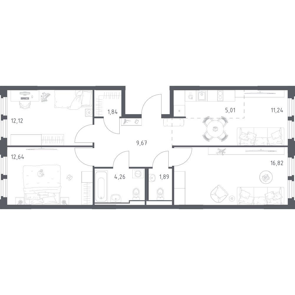 Студия 75 м2 в ЖК Космический Квартал корпус null этаж 3