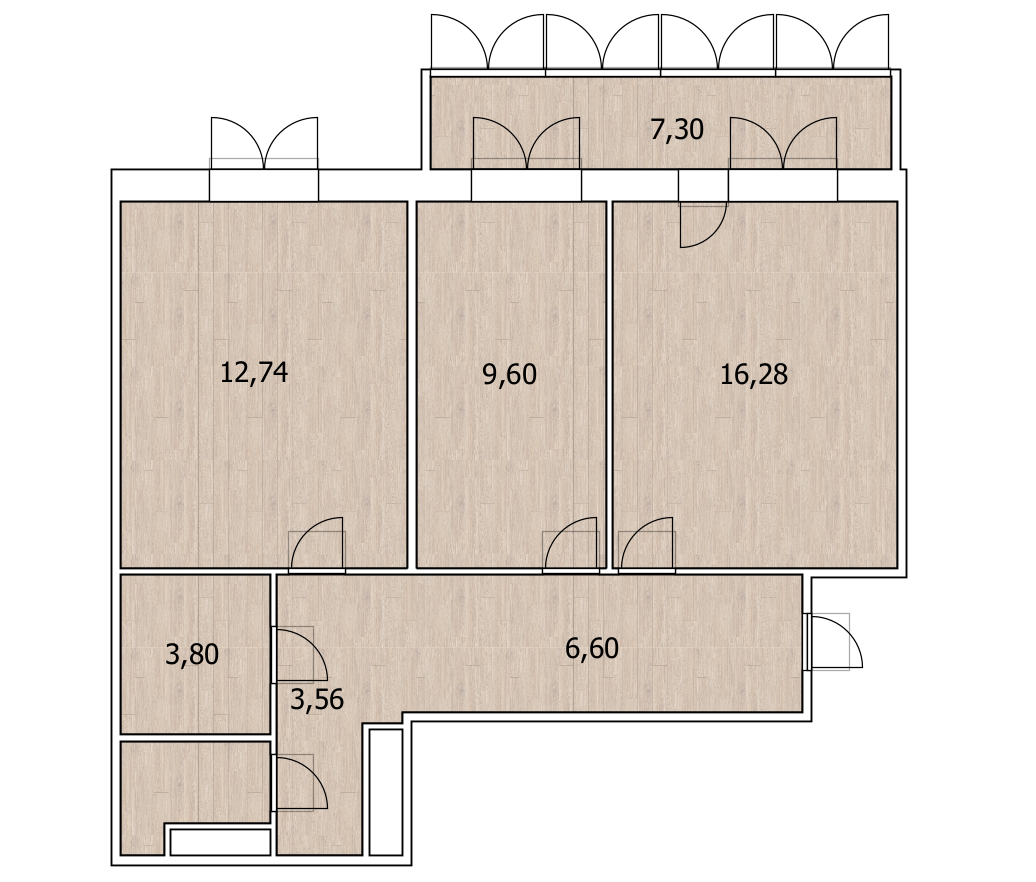 2-комнатная 52.3 м2 в ЖК undefined корпус null этаж 5