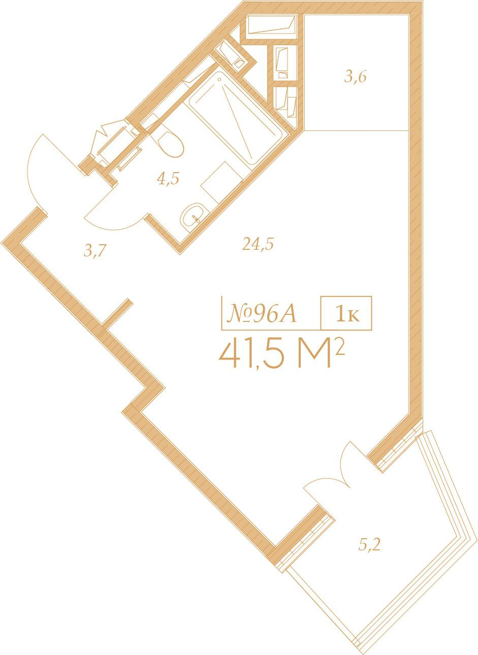 2-комнатная 41 м2 в ЖК Морелло корпус null этаж 7