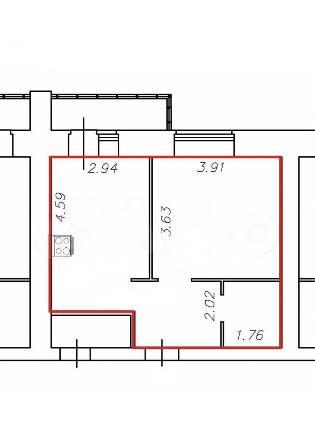 1-комнатная 38 м2 в ЖК undefined корпус null этаж 13