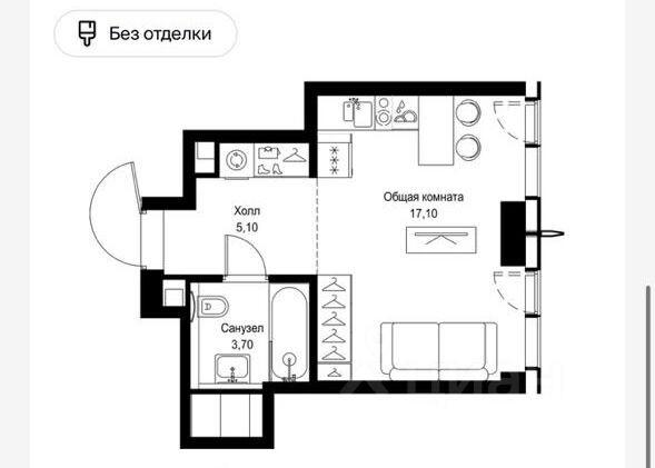 Студия 25.9 м2 в ЖК undefined корпус null этаж 24