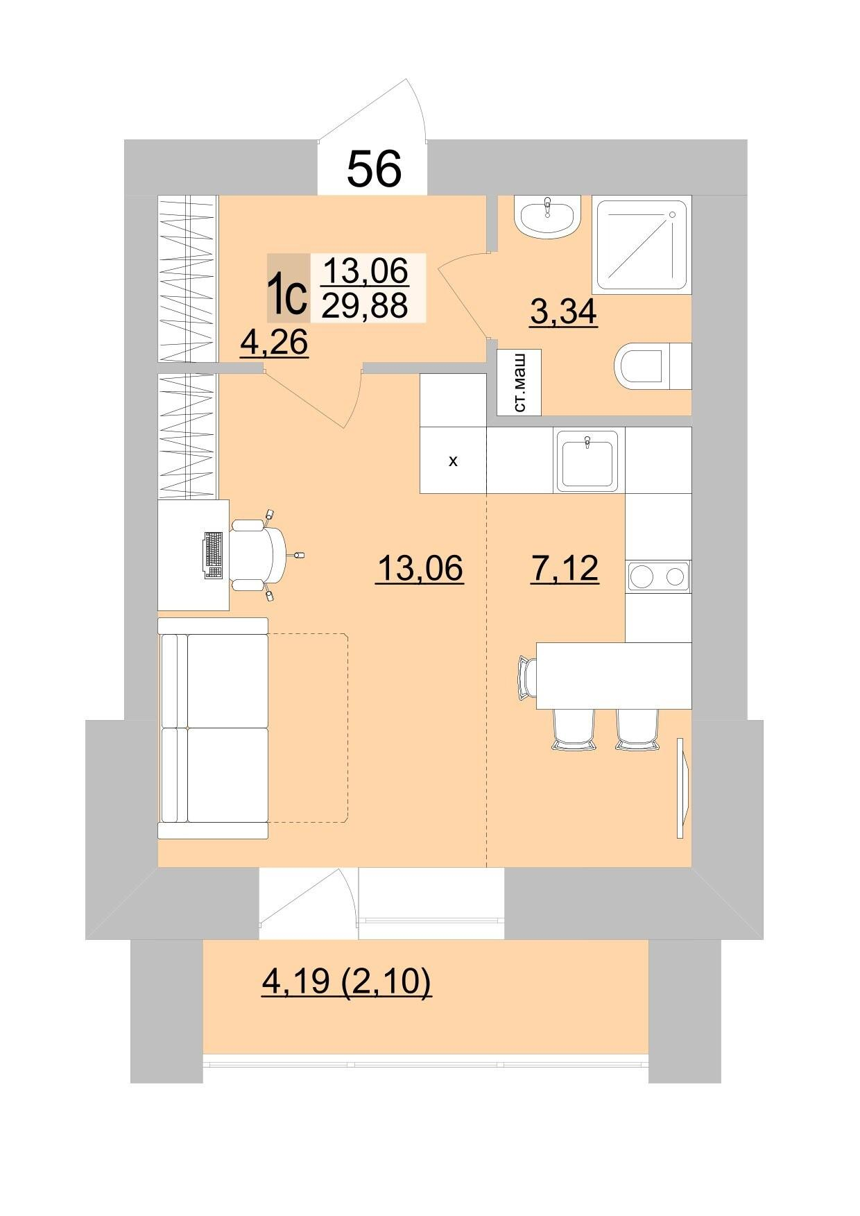 Студия 31 м2 в ЖК Философия Идеалистов на Театральной корпус null этаж 10