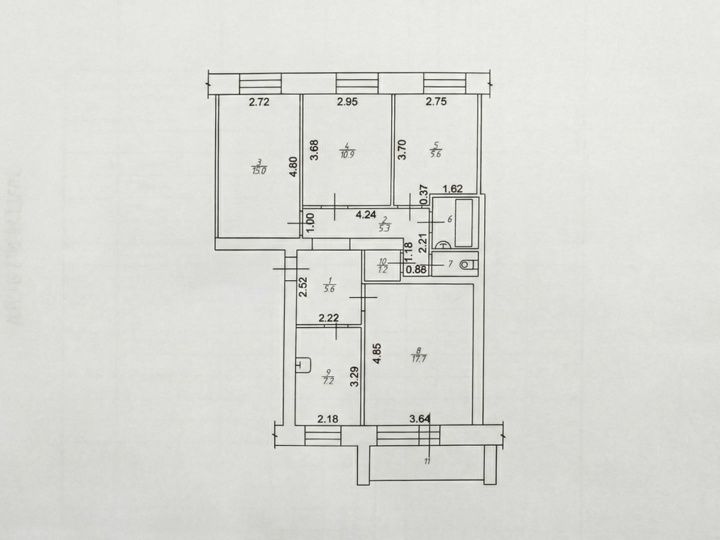 4-комнатная 72.5 м2 в ЖК undefined корпус null этаж 4