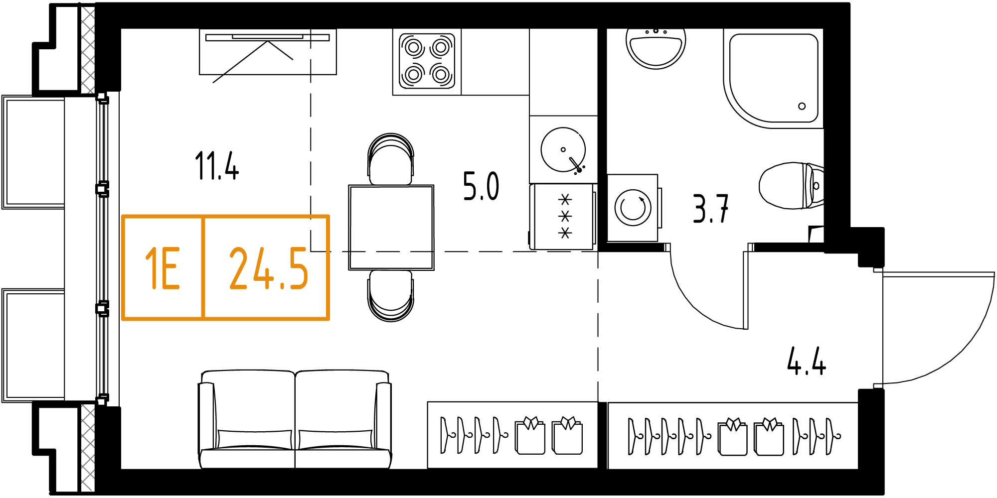 Студия 24 м2 в ЖК Skolkovo One корпус null этаж 7