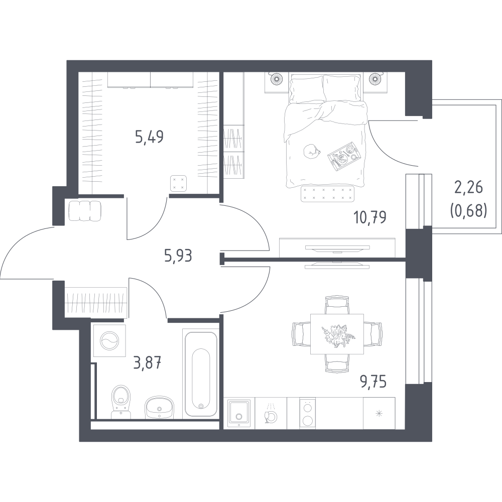 1-комнатная 36 м2 в ЖК Егорово парк корпус null этаж 3