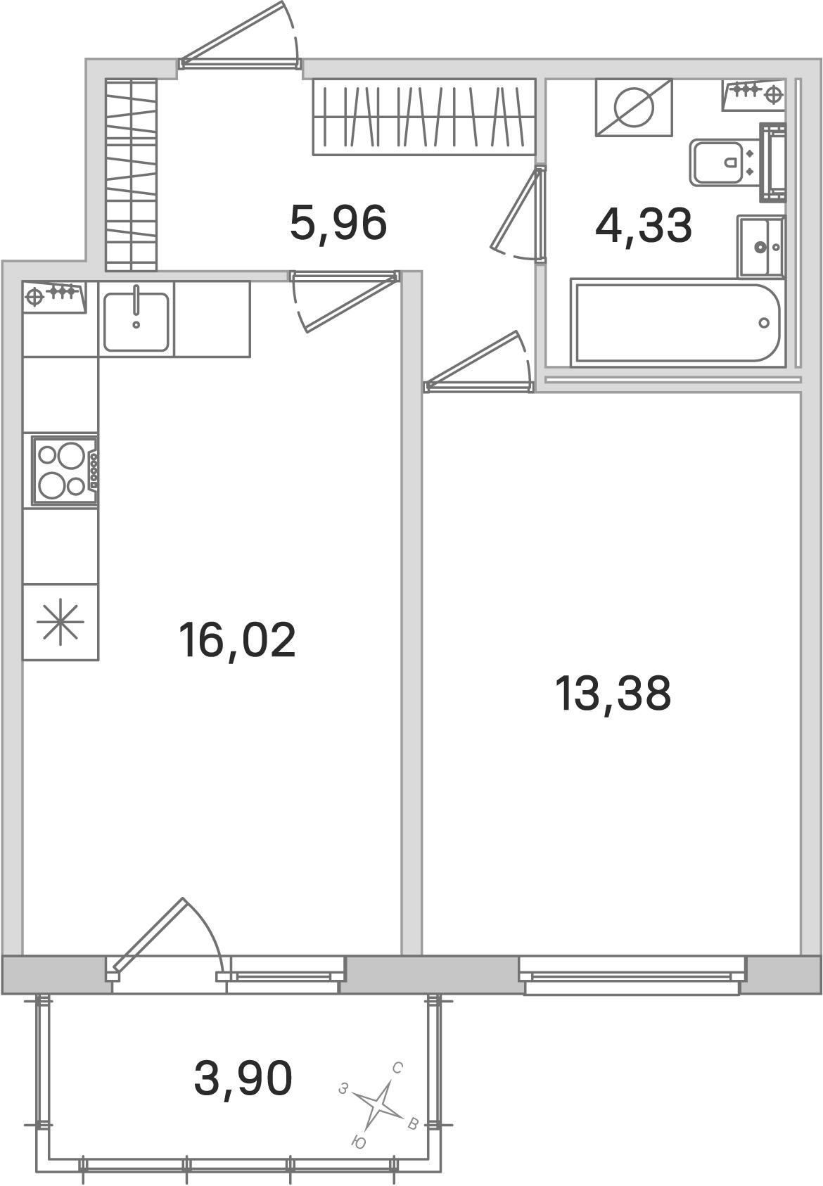 1-комнатная 40 м2 в ЖК Любоград корпус null этаж 1