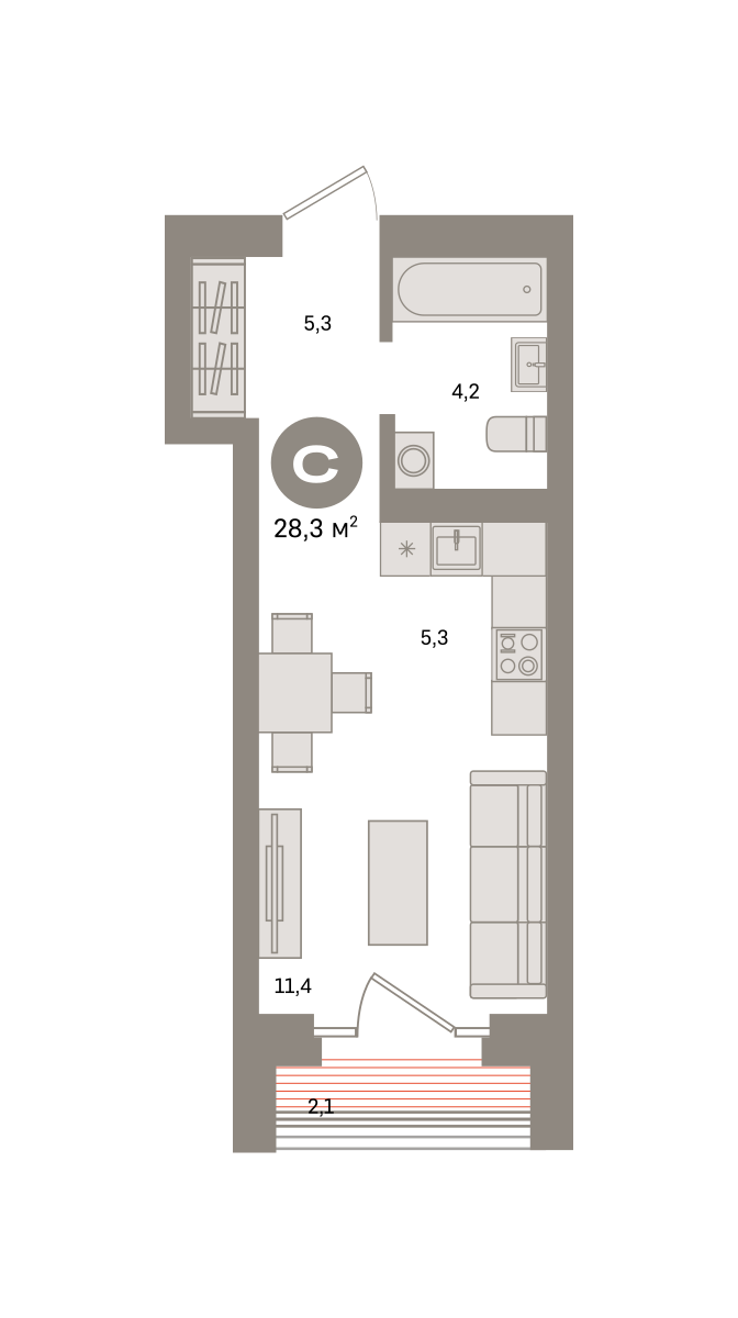 Студия 28 м2 в ЖК Метроном корпус null этаж 9
