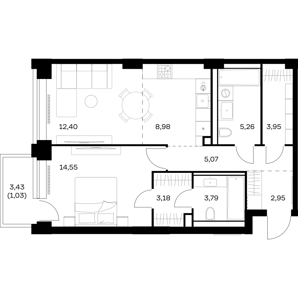 Студия 61 м2 в ЖК Нова корпус null этаж 7