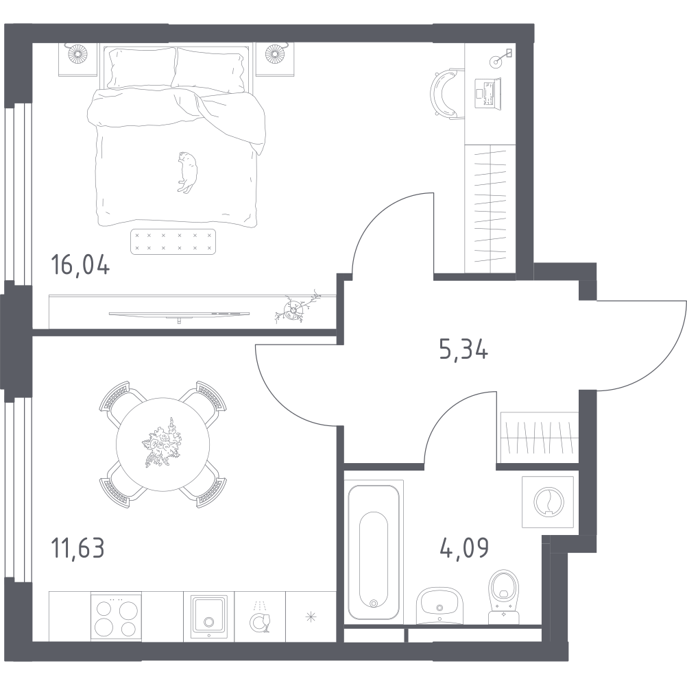 1-комнатная 37 м2 в ЖК Космический Квартал корпус null этаж 11