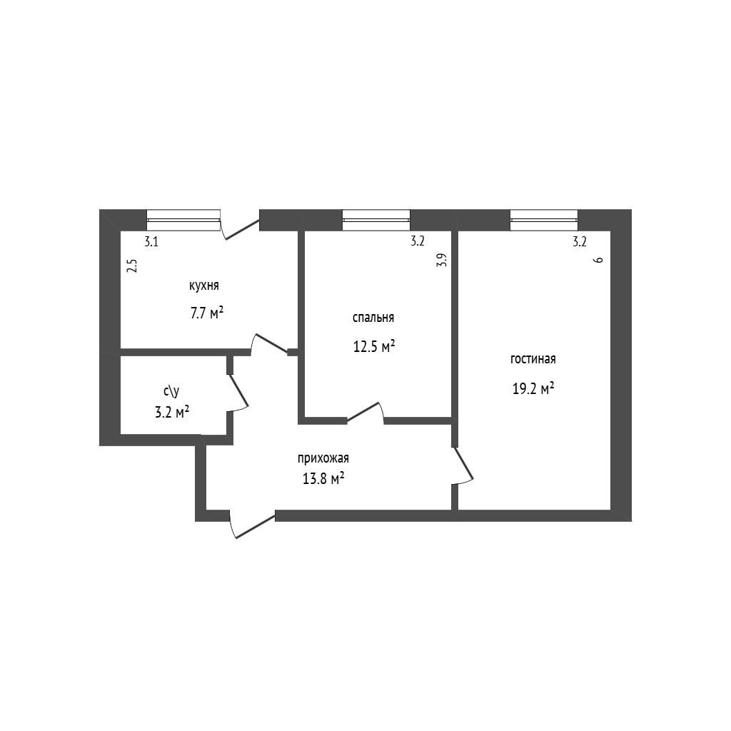 2-комнатная 56 м2 в ЖК undefined корпус null этаж 5