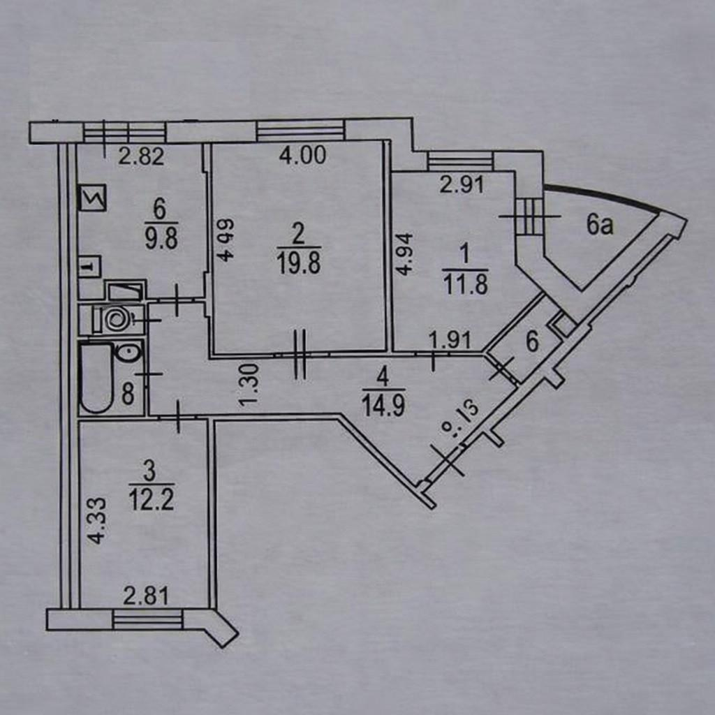 3-комнатная 73.7 м2 в ЖК undefined корпус null этаж 8
