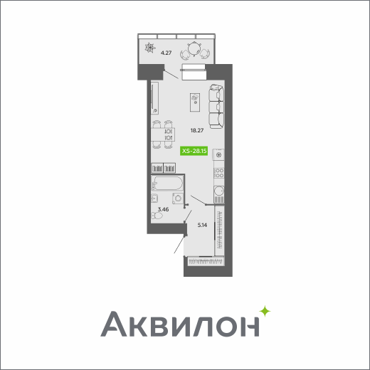 Студия 28 м2 в ЖК RIVER PARK-2 корпус null этаж 11