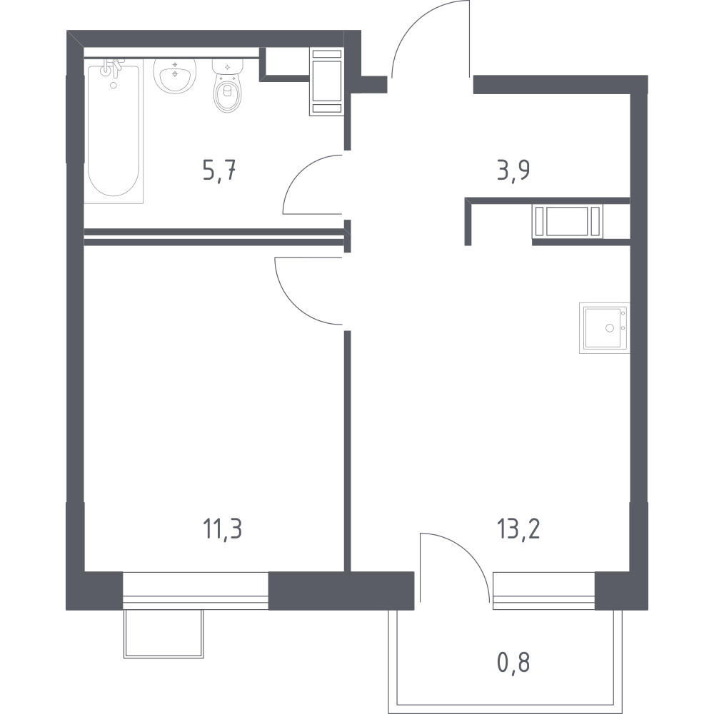 1-комнатная 34 м2 в ЖК Цветочные поляны корпус null этаж 12