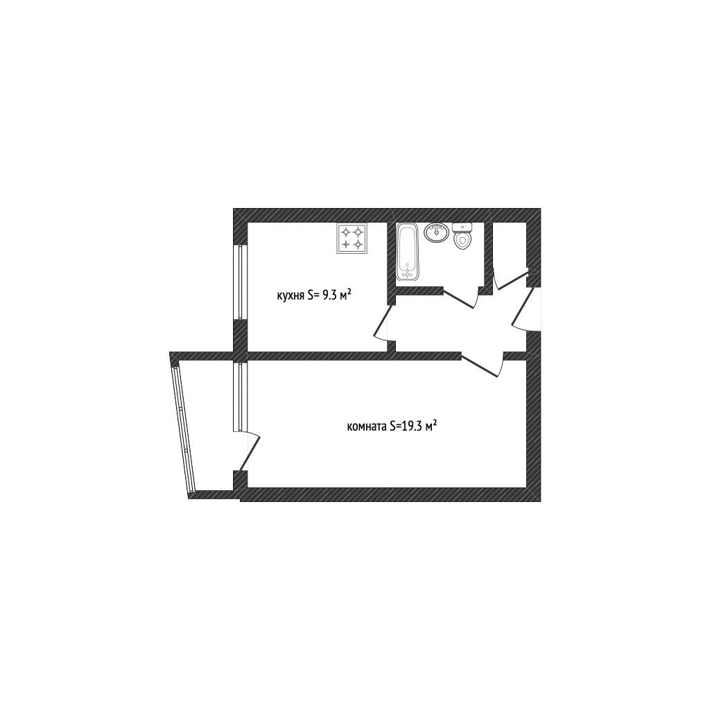 1-комнатная 37.7 м2 в ЖК undefined корпус null этаж 4
