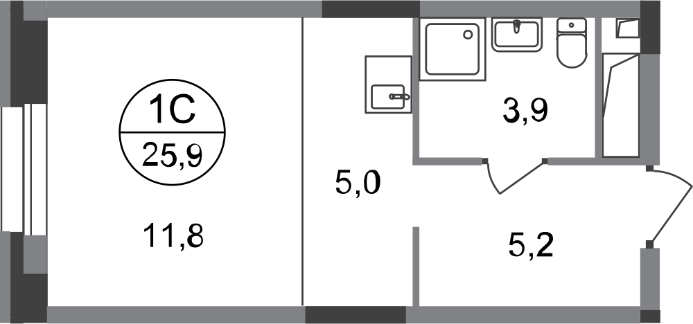 Студия 25 м2 в ЖК Первый Московский корпус null этаж 5