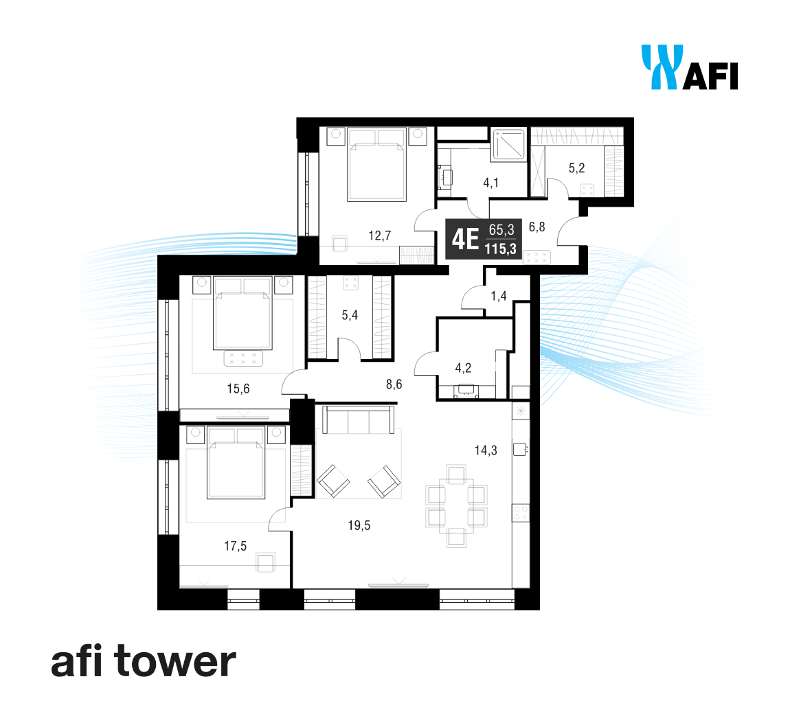 Студия 115 м2 в ЖК AFI Tower корпус null этаж 35
