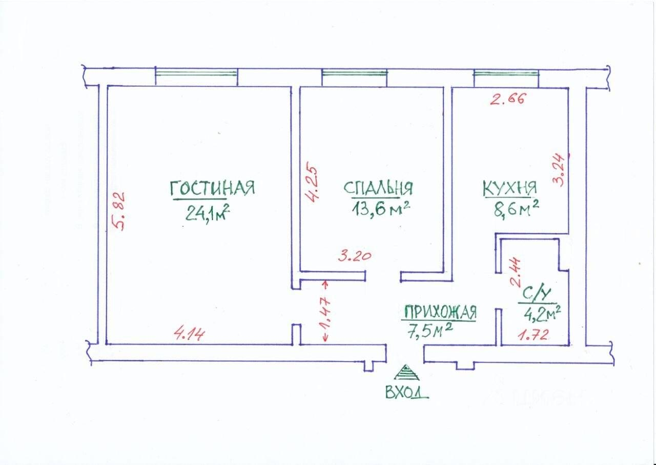 2-комнатная 58 м2 в ЖК undefined корпус null этаж 2