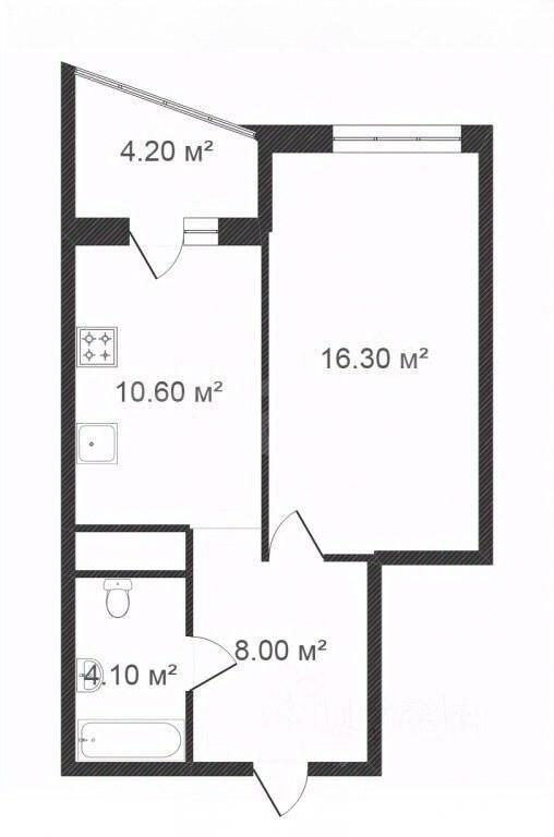 1-комнатная 41.5 м2 в ЖК undefined корпус null этаж 14
