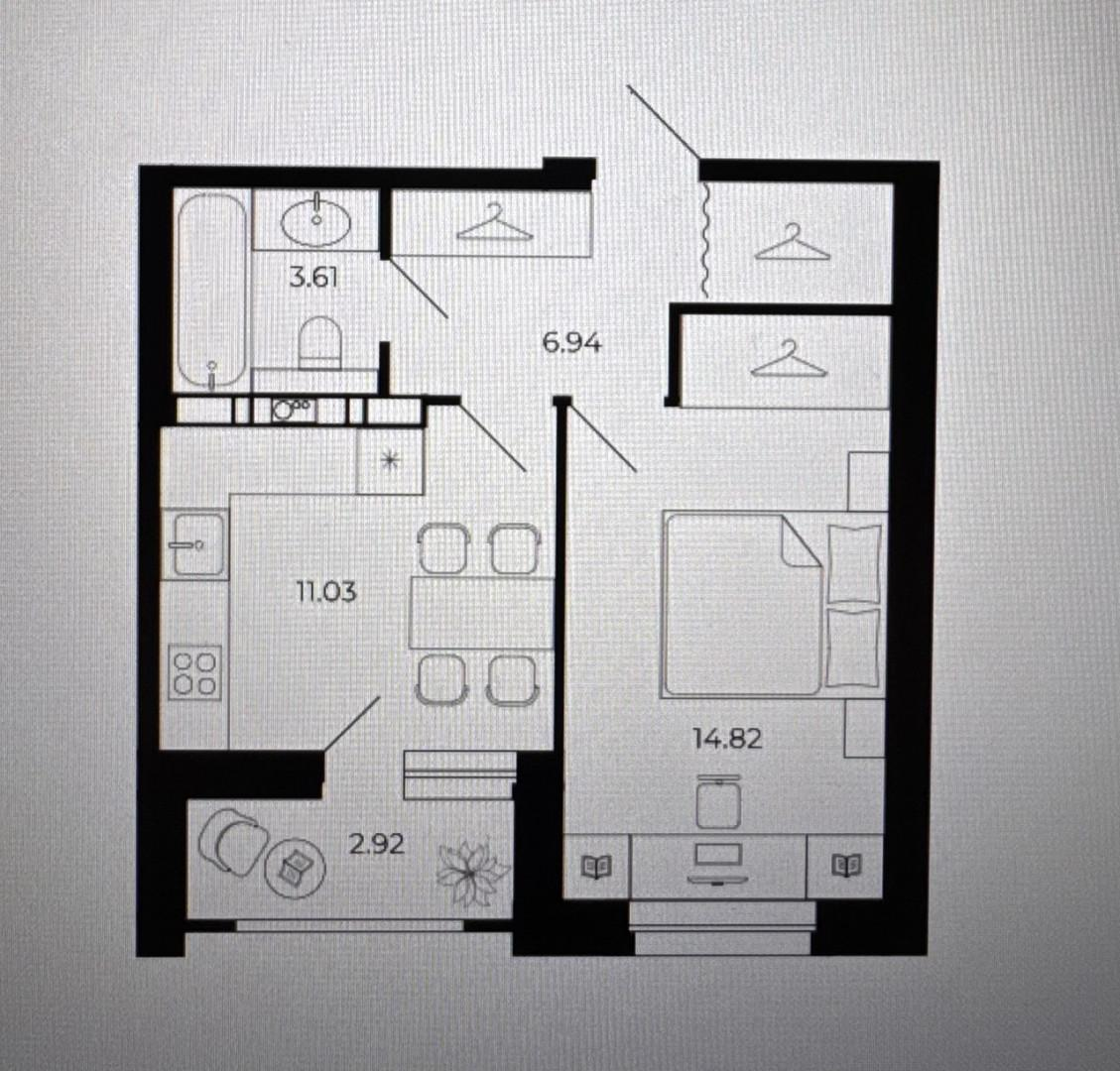 1-комнатная 37.9 м2 в ЖК undefined корпус null этаж 11