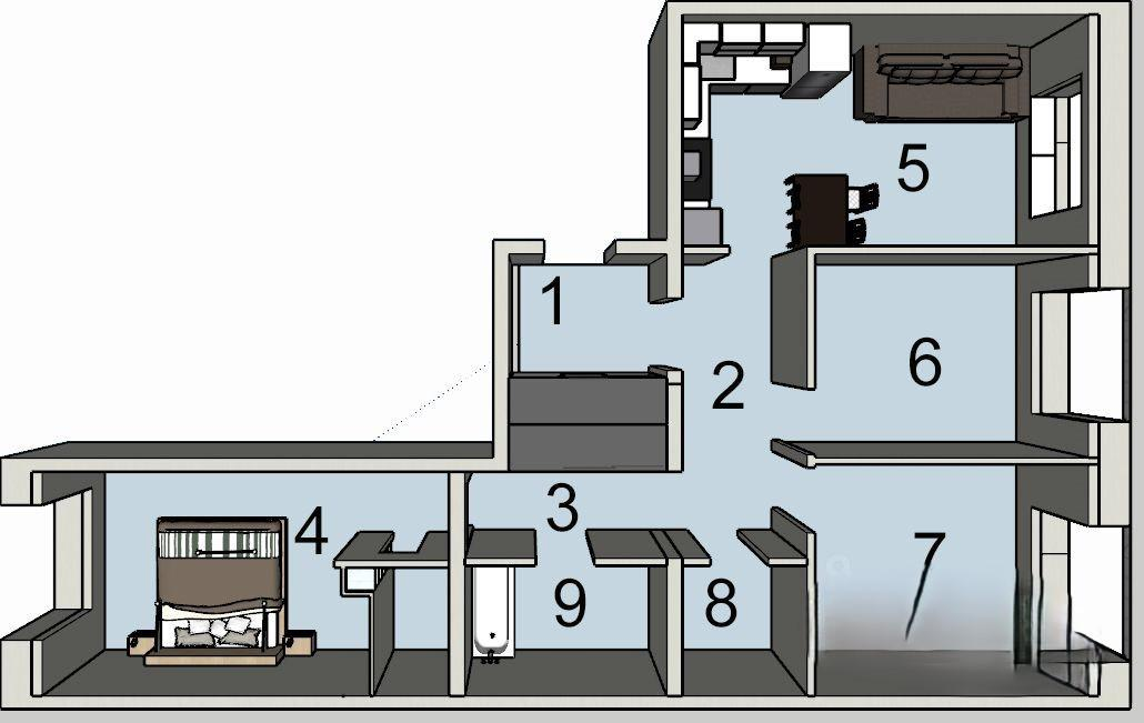 3-комнатная 85 м2 в ЖК undefined корпус null этаж 9