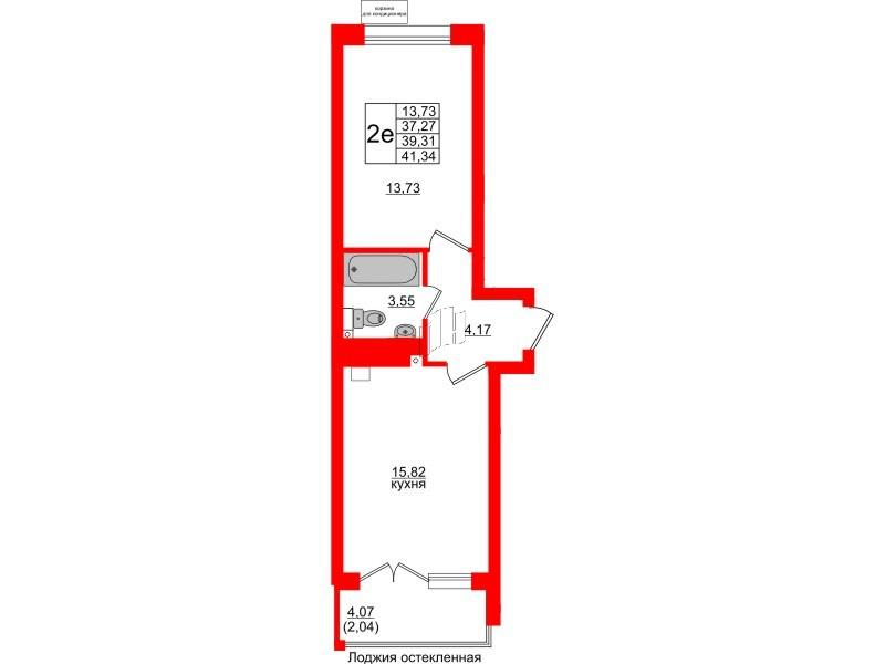 1-комнатная 39 м2 в ЖК Lake City-11 корпус null этаж 2