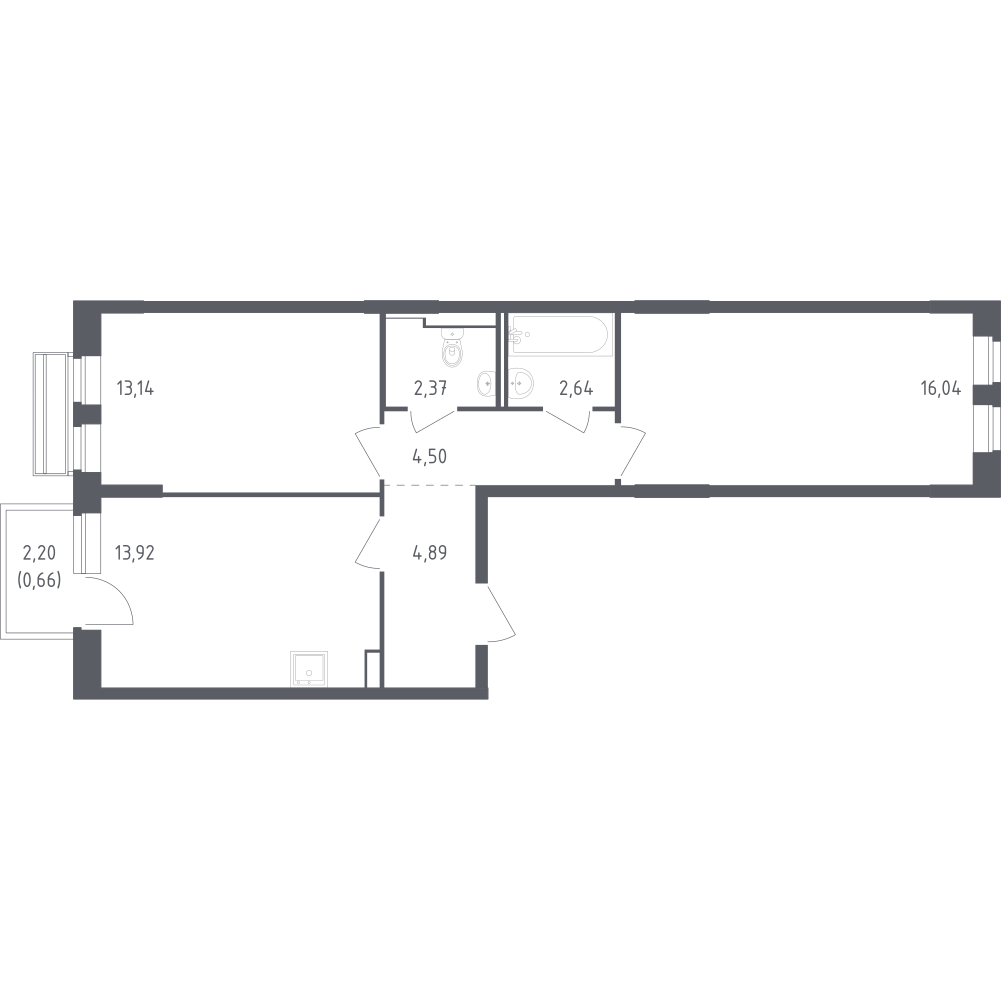 2-комнатная 58 м2 в ЖК Рублёвский Квартал корпус null этаж 3