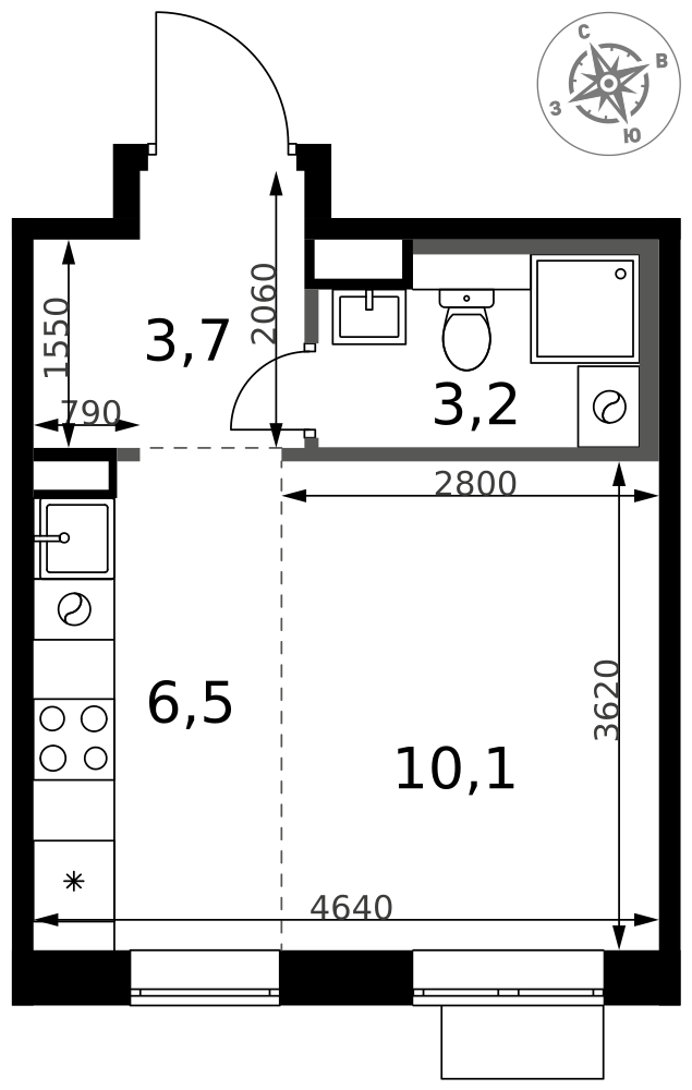 Студия 23 м2 в ЖК 1-й Химкинский корпус null этаж 16