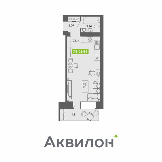 Студия 29 м2 в ЖК Аквилон ROSA корпус null этаж 8