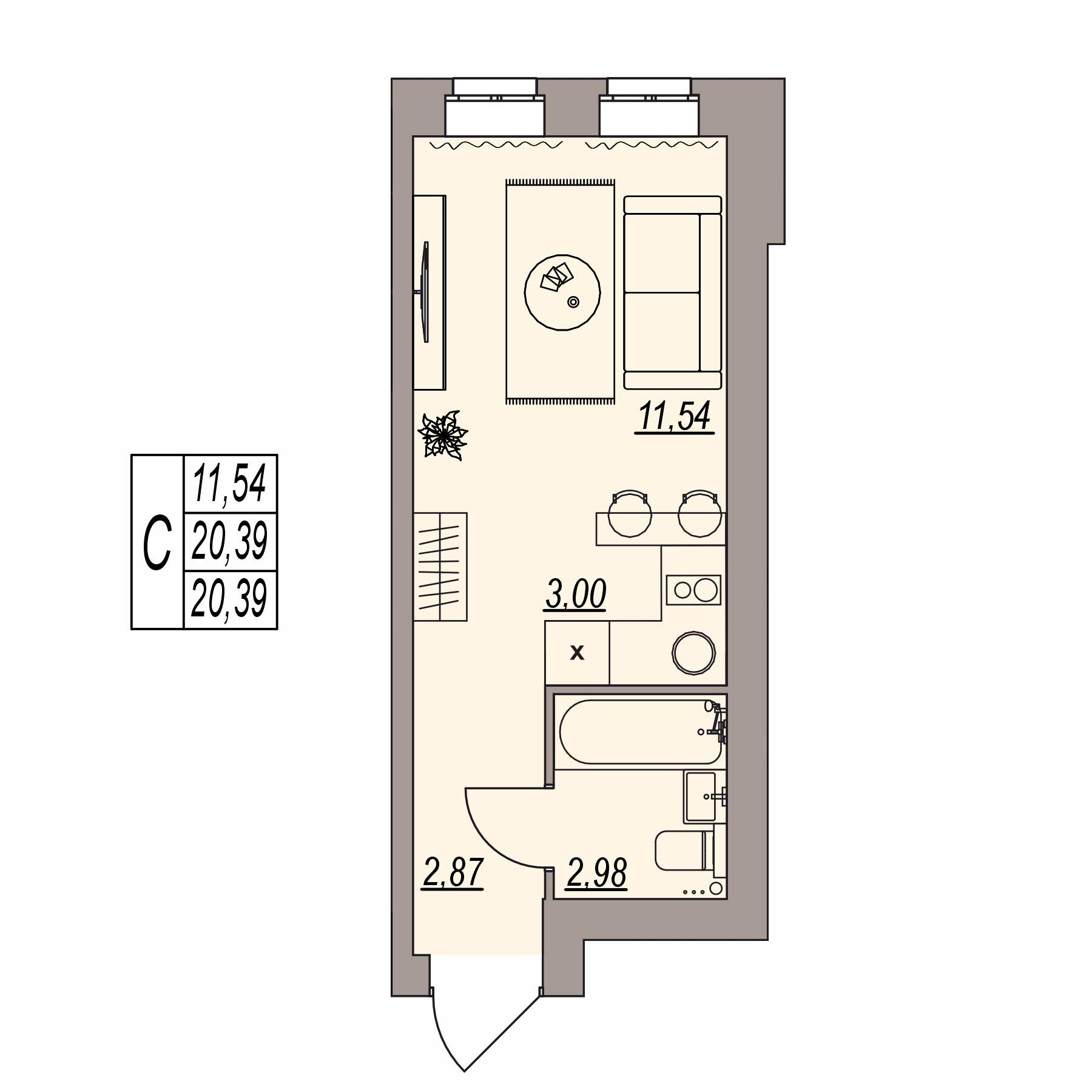 Студия 20 м2 в ЖК Герои поколений корпус null этаж 3