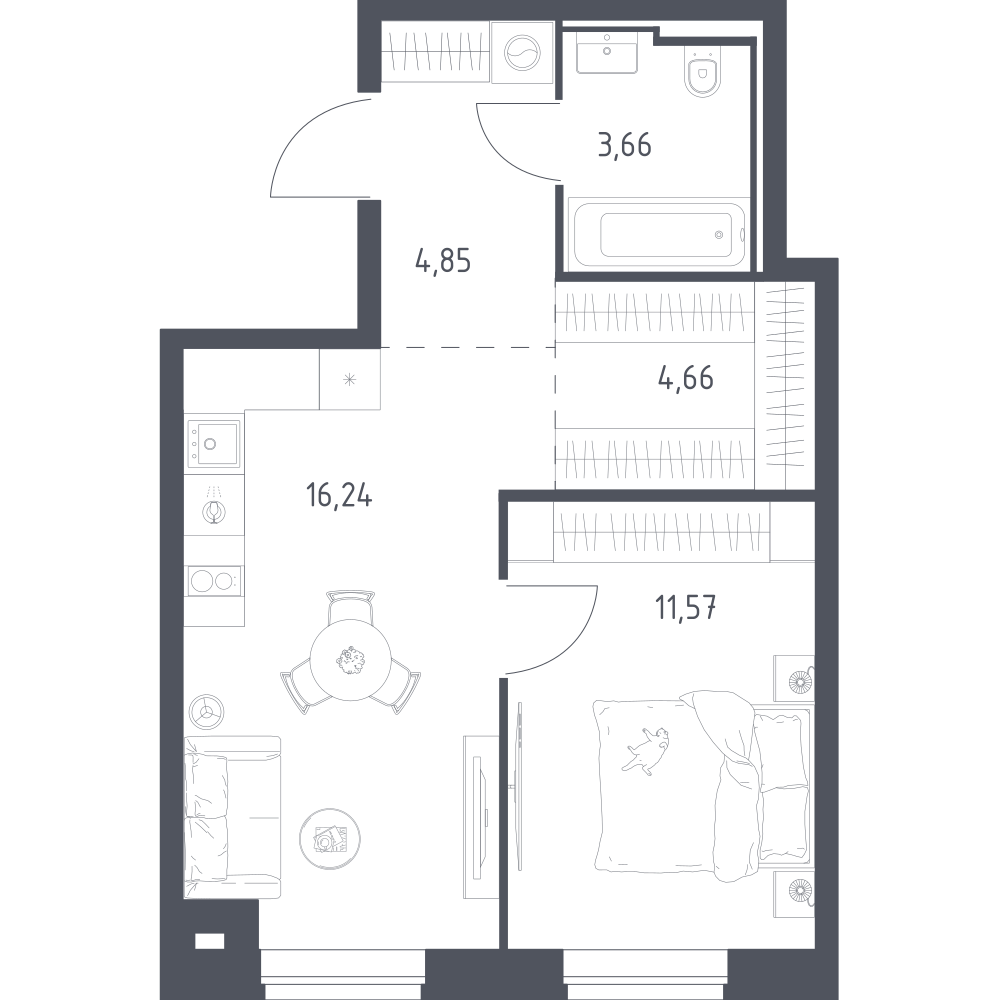 1-комнатная 40 м2 в ЖК Литературный Квартал корпус null этаж 8