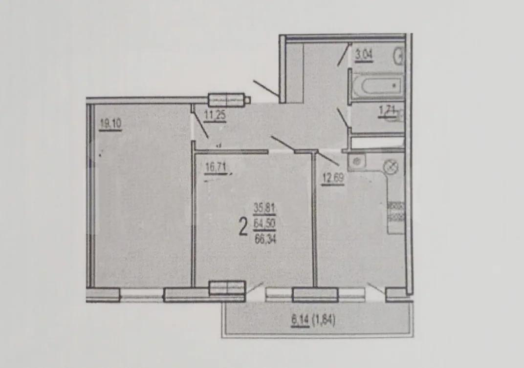 2-комнатная 65.8 м2 в ЖК undefined корпус null этаж 11