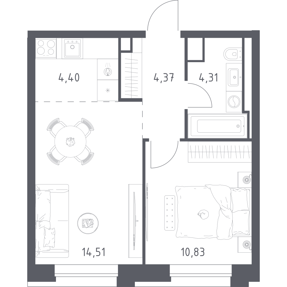 Студия 38 м2 в ЖК Верейская 41 корпус null этаж 6