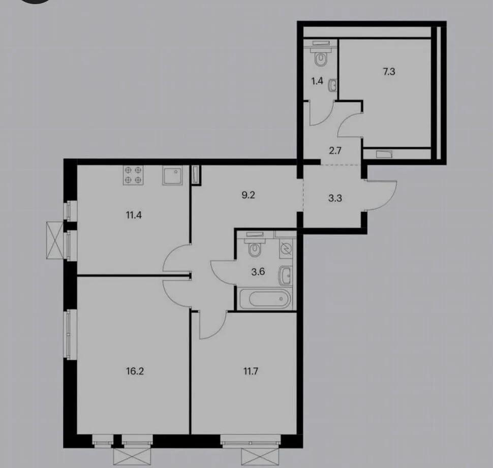 2-комнатная 67 м2 в ЖК undefined корпус null этаж 10