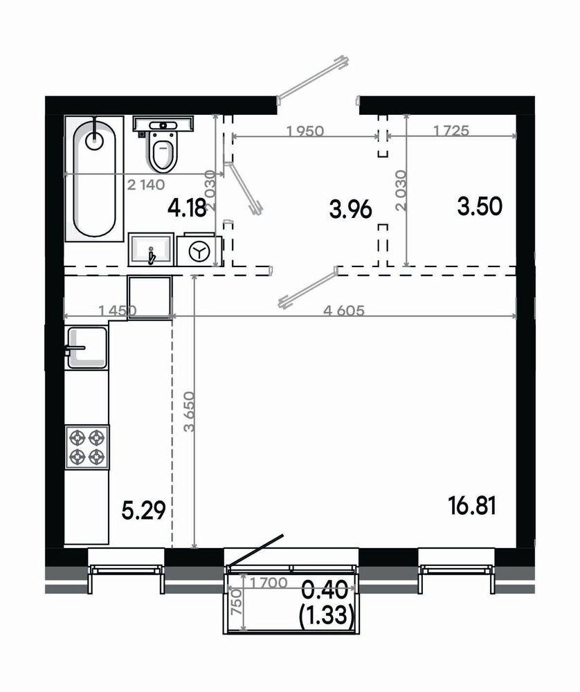 Студия 34 м2 в ЖК Минтимер корпус null этаж 10