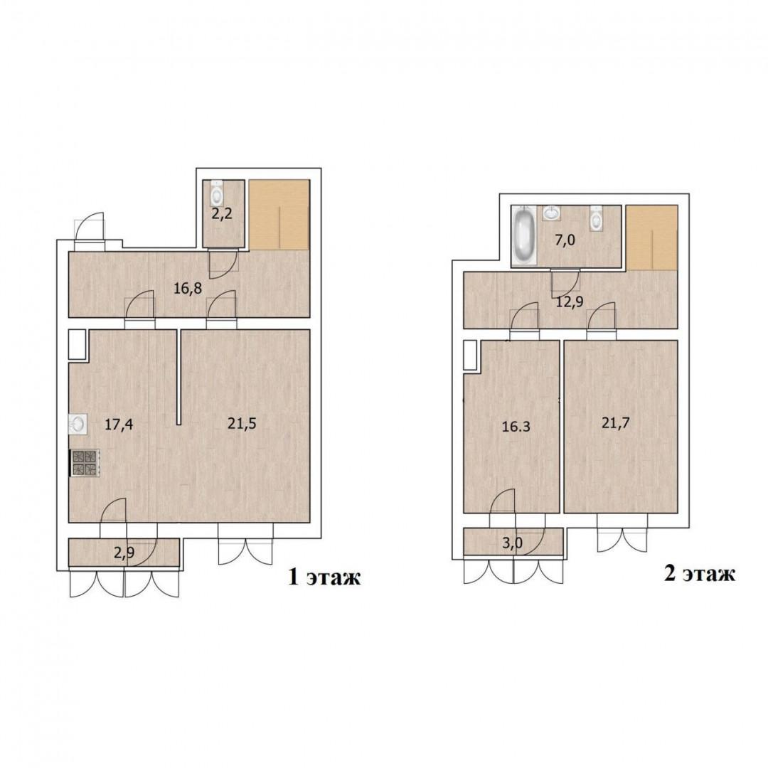 3-комнатная 117.6 м2 в ЖК undefined корпус null этаж 4