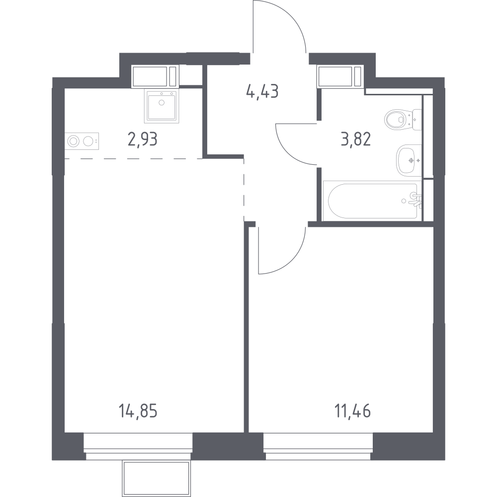 Студия 37 м2 в ЖК Алхимово корпус null этаж 7
