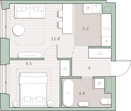 1-комнатная 36 м2 в ЖК Среда на Лобачевского корпус null этаж 16