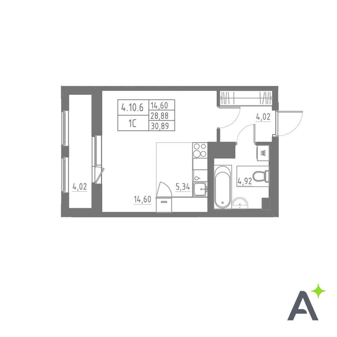 Студия 30 м2 в ЖК Аквилон Солар корпус null этаж 10