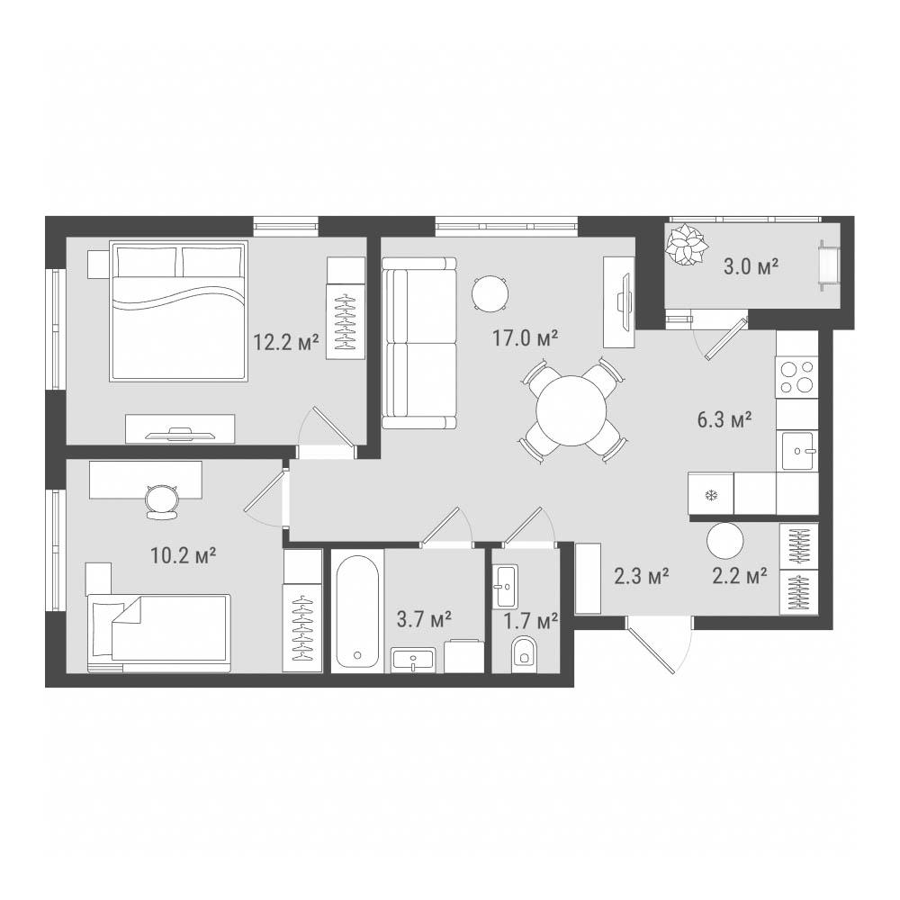 Студия 58 м2 в ЖК Фамильный дом корпус null этаж 13