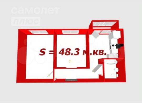 2-комнатная 48.3 м2 в ЖК undefined корпус null этаж 4