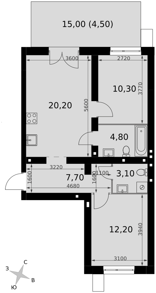 3-комнатная 62 м2 в ЖК Апрелевка Клаб корпус null этаж 1