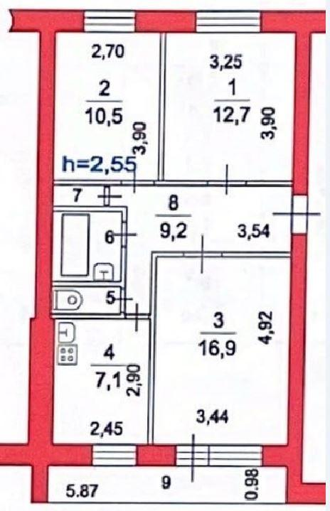 3-комнатная 62 м2 в ЖК undefined корпус null этаж 5