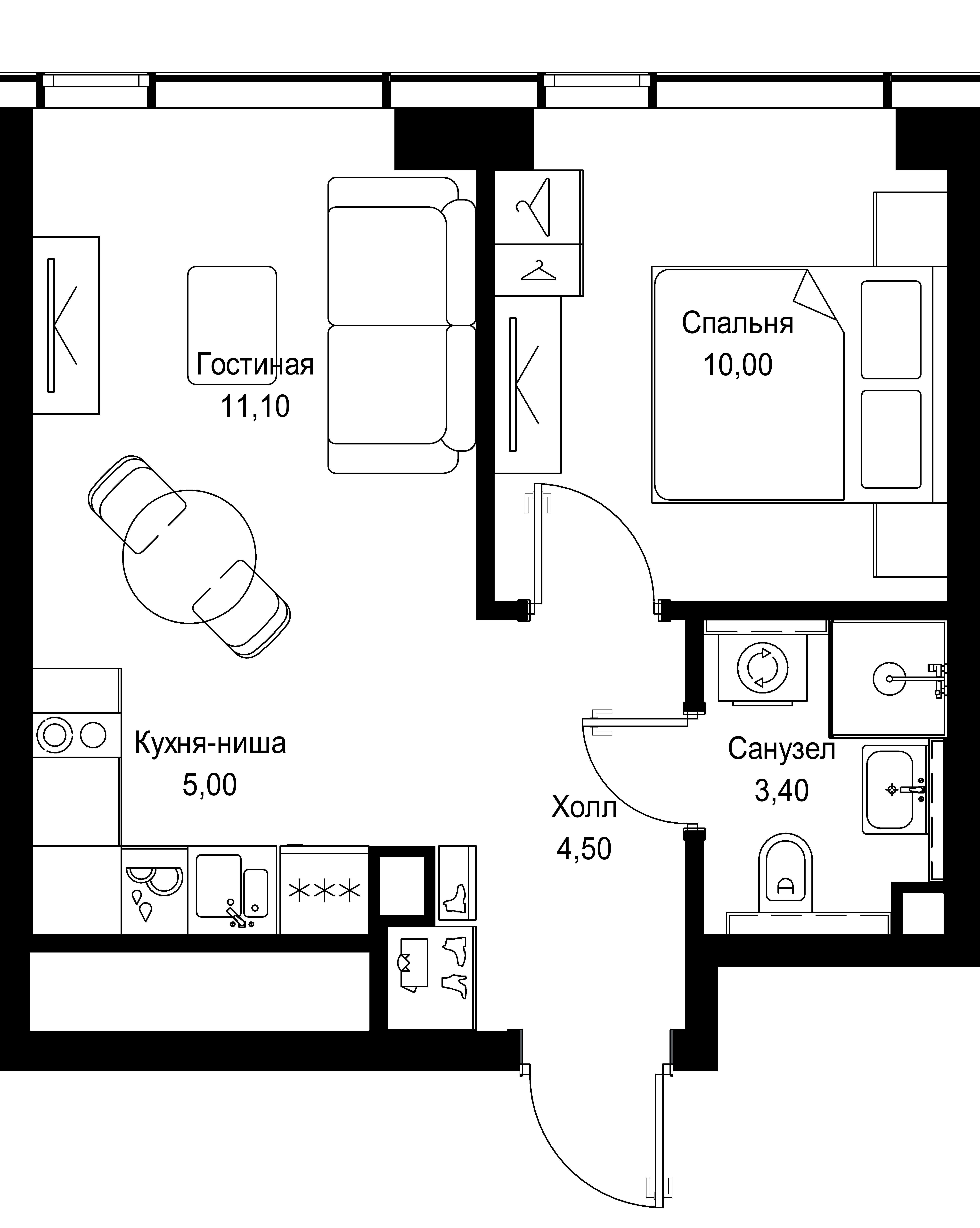 1-комнатная 34 м2 в ЖК Cityzen корпус null этаж 8