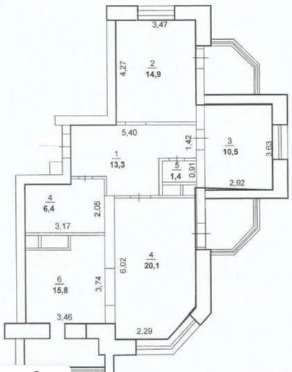 3-комнатная 82.4 м2 в ЖК undefined корпус null этаж 12