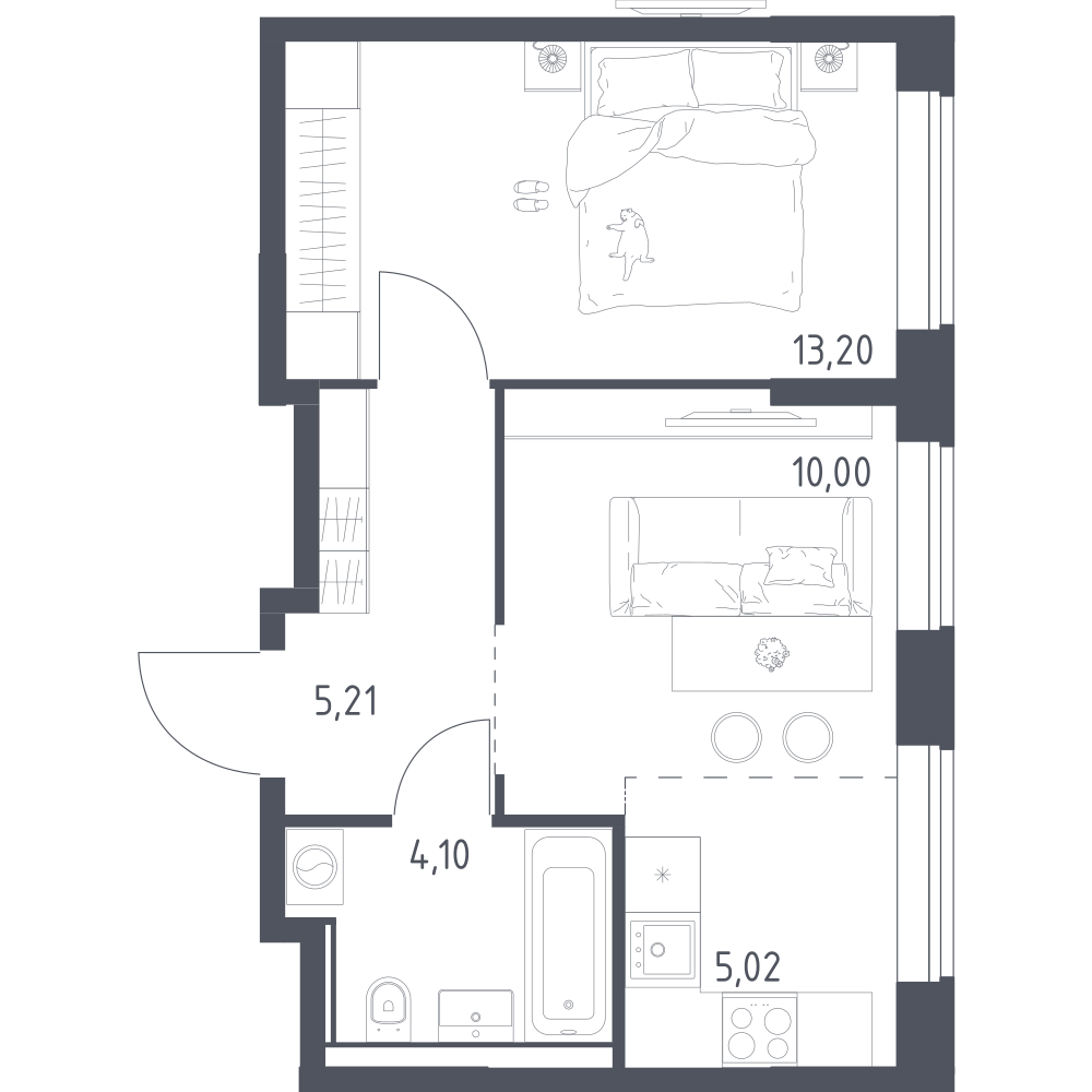 Студия 37 м2 в ЖК Квартал Домашний корпус null этаж 17